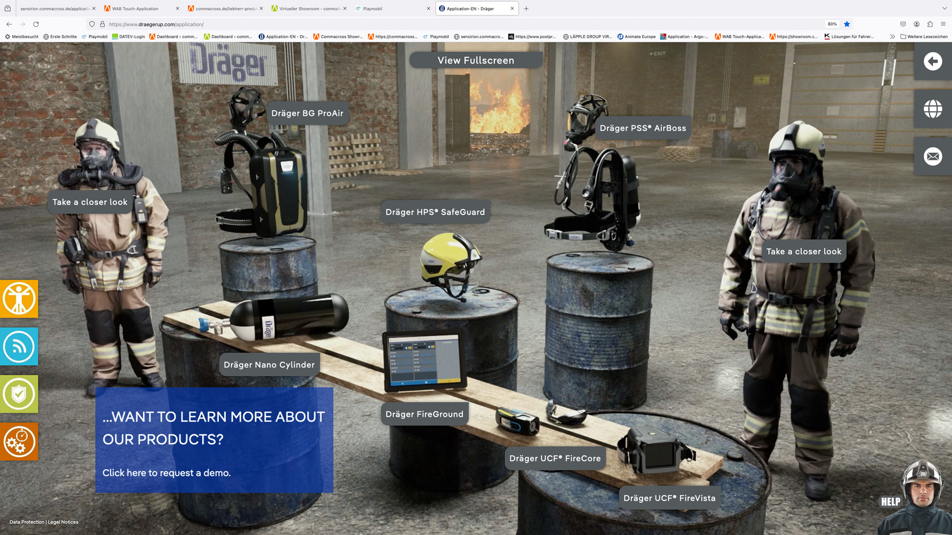 3D Ausstellung der Produkte von Dräger im virtuellen Showroom
