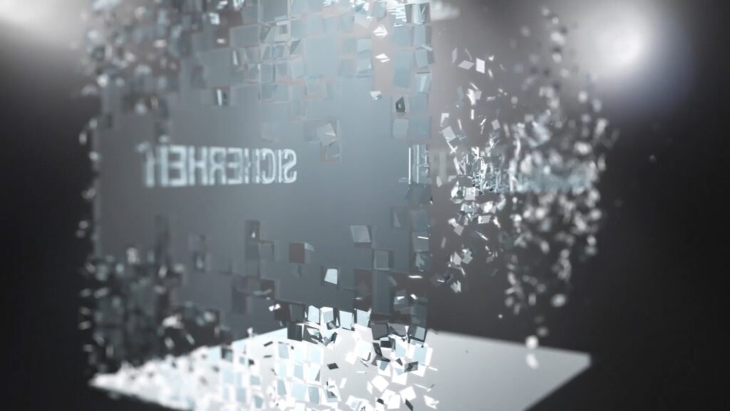 Screenshot aus dem Corporate Video von ExU zeigt einen dreidimensionalen Würfel der sich auflöst