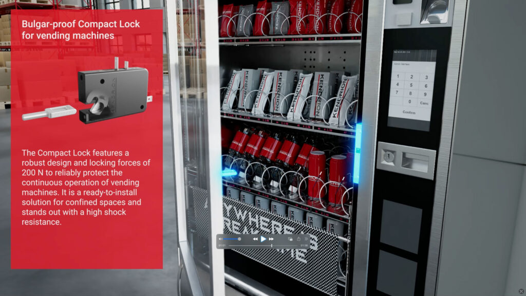 3D Animation eines Automaten mit Schließanlage von Kendrion