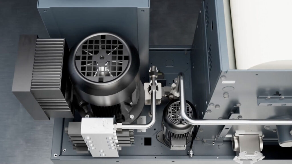 3D Aimation einer Innenansicht der Kühlschmiermittel Fitration Maschine von Knoll