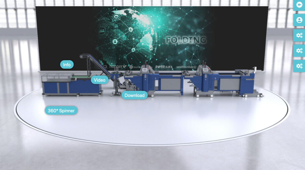 3D Animation einer Druckmaschine von Postpress mit LED Rückwand