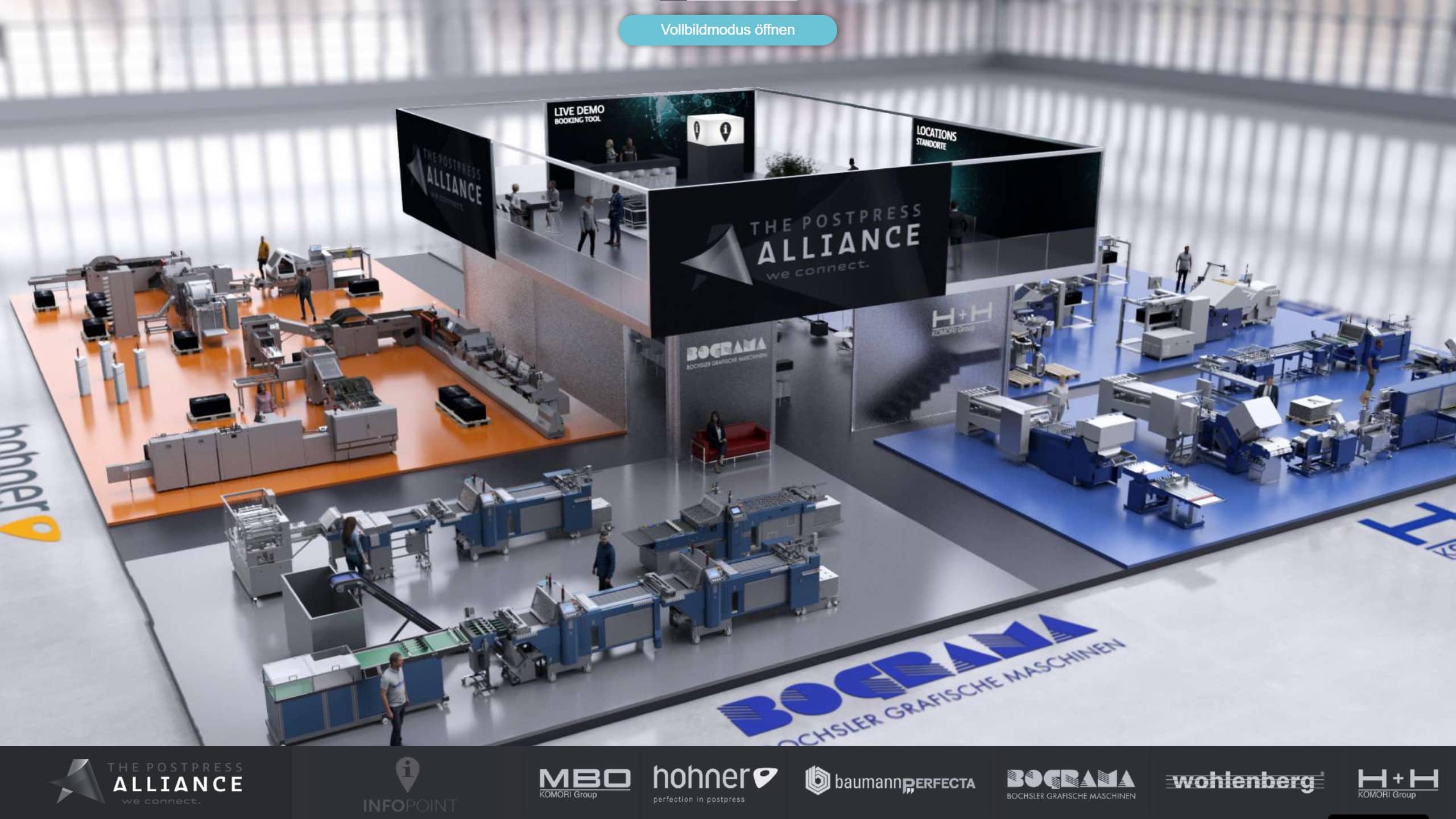 Virtueller Messestand von Postpress, designed by commalive.