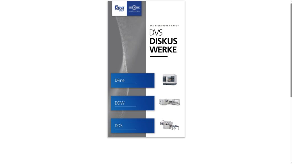 Startseite der Interaktiven Anwendung für DVS mit Menüpunkten zu drei Produkten