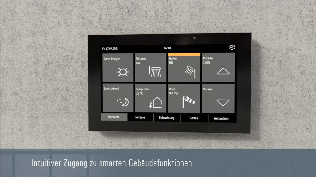 3D Visualisierung des Hauptmenüs der smarten Gebäudesteuerung FABRO KNX von Elsner Elektronik