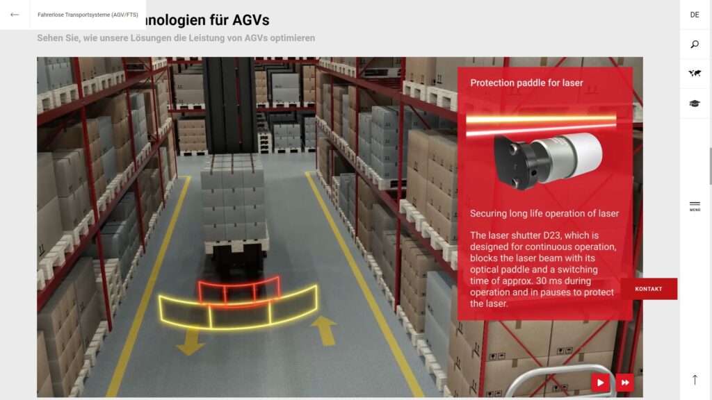 3D Anwendung von Kendrion mit 3D-Produktvorstellung des Laser Shutters